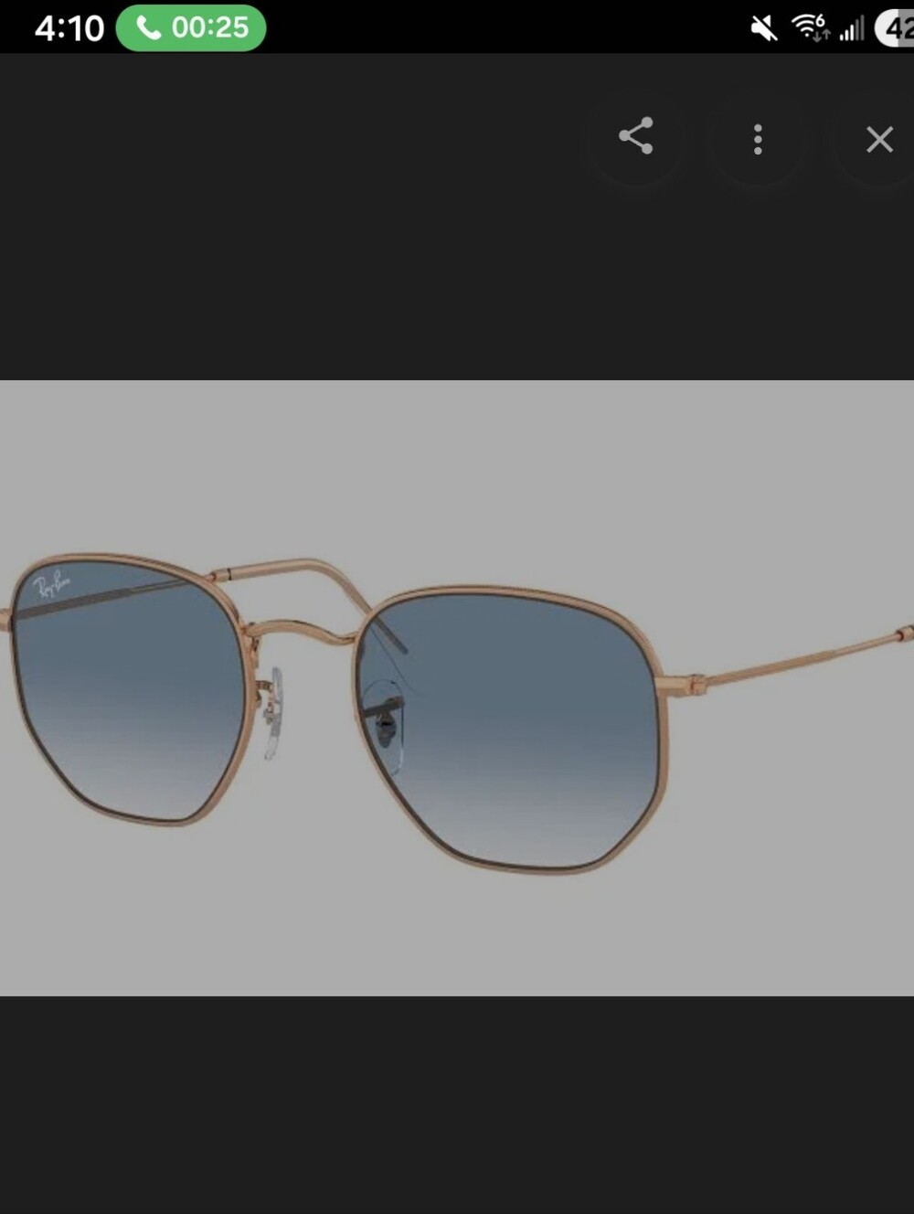 Ray-Ban Hexagonal Sunglasses -Rose Gold Frame with Blue Gradient Lenses